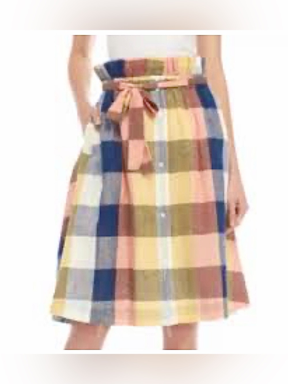 English Factory Plaid Paperbag Waist A-Line Skirt Size XS